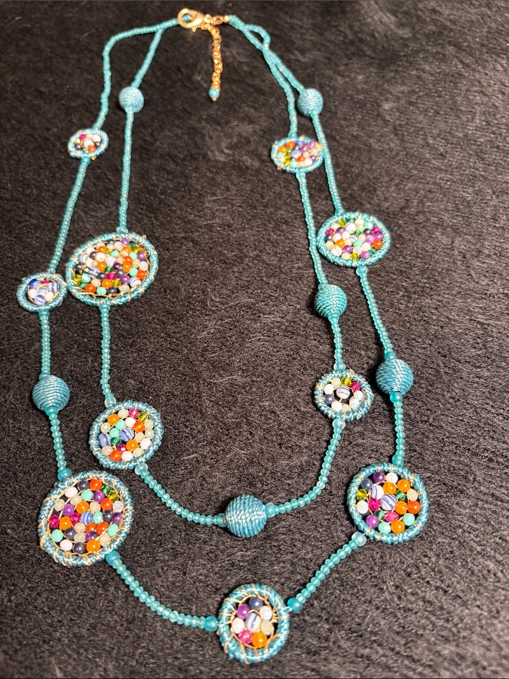 Chico's Turquoise Multicolor Beaded Layered Necklace
